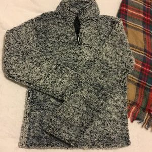Fuzzy half zip hoodie